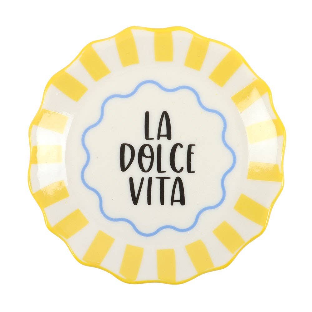 Yellow Striped La Dolce Vita Ceramic Trinket Dish