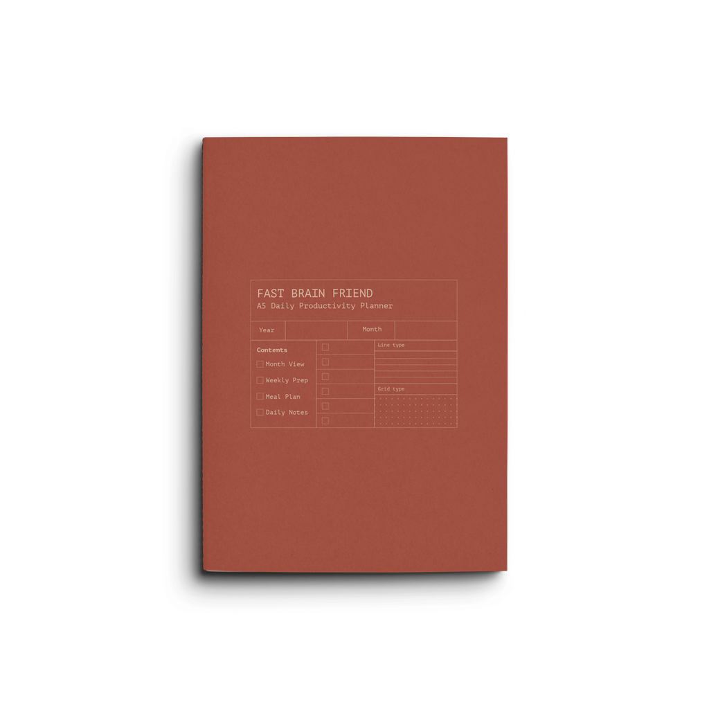 Fast Brain Daily Productivity Planner- Single Notebook: Burgundy Wine