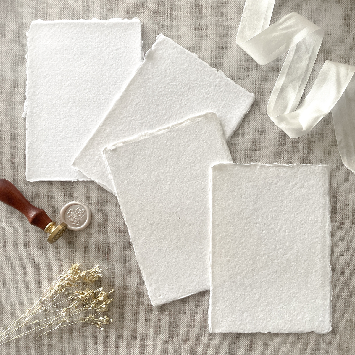 White Handmade Paper | Pack of 5 | 5" x 7"
