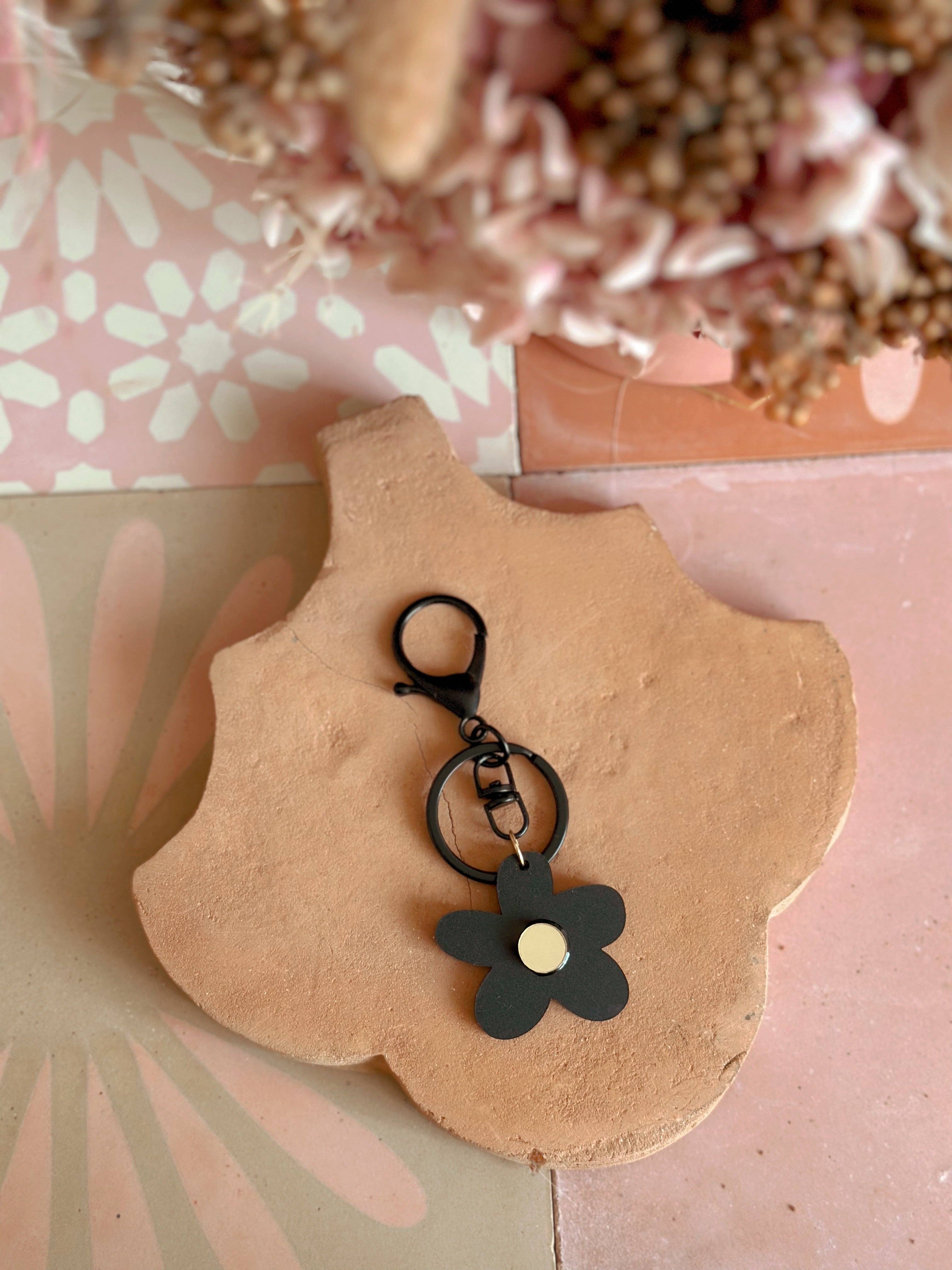 Flower Keyring | Matte Black + Gold