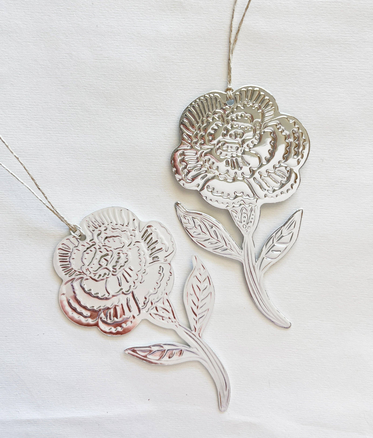 Flower (Carnation) - Faux-tin Ornament - Silver