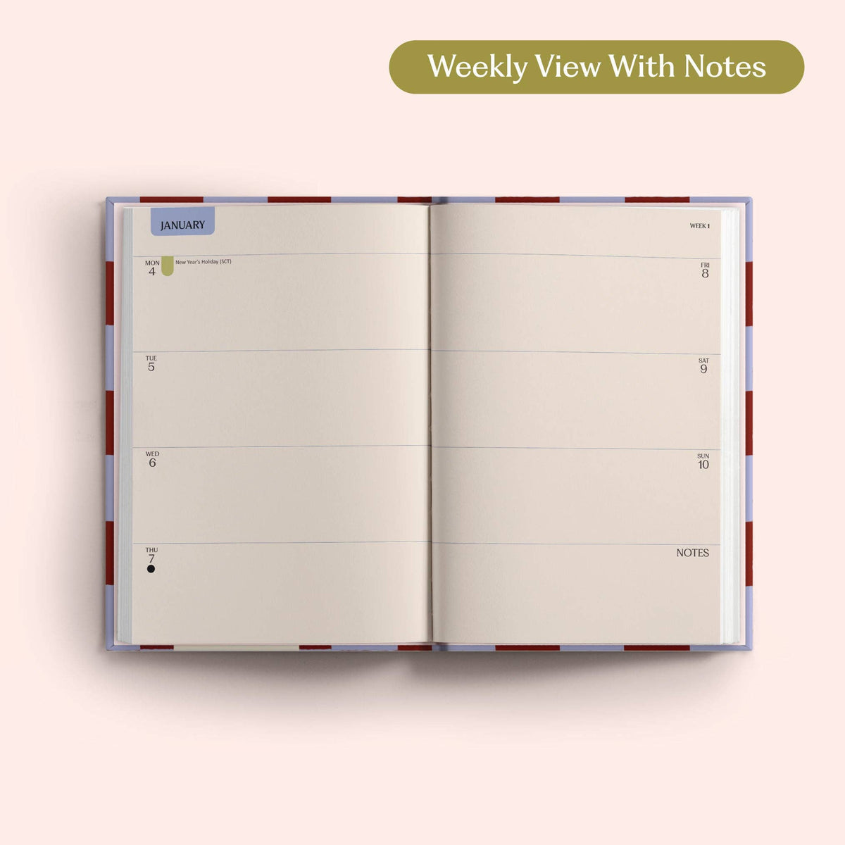 2027 Diary | A5 Hardcover Week to View | Blue Berry Check