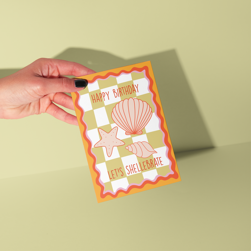 Happy Birthday Let’s Shellebrate: card cute shell aesthetic