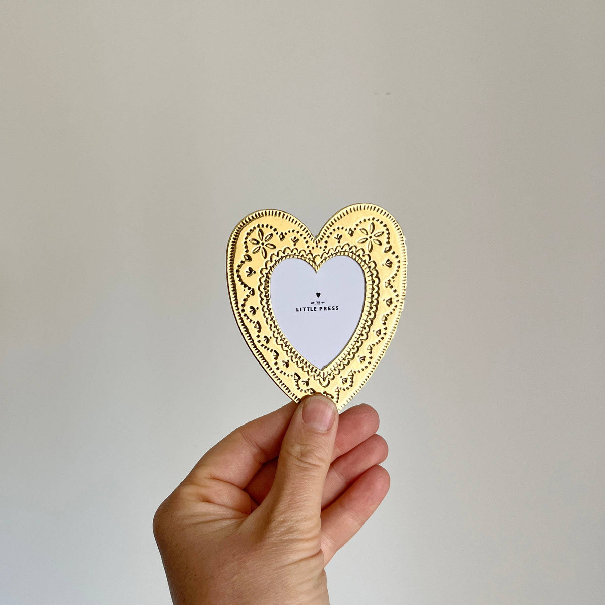 Faux Tin ~ Heart travel/desk frame ~ gold