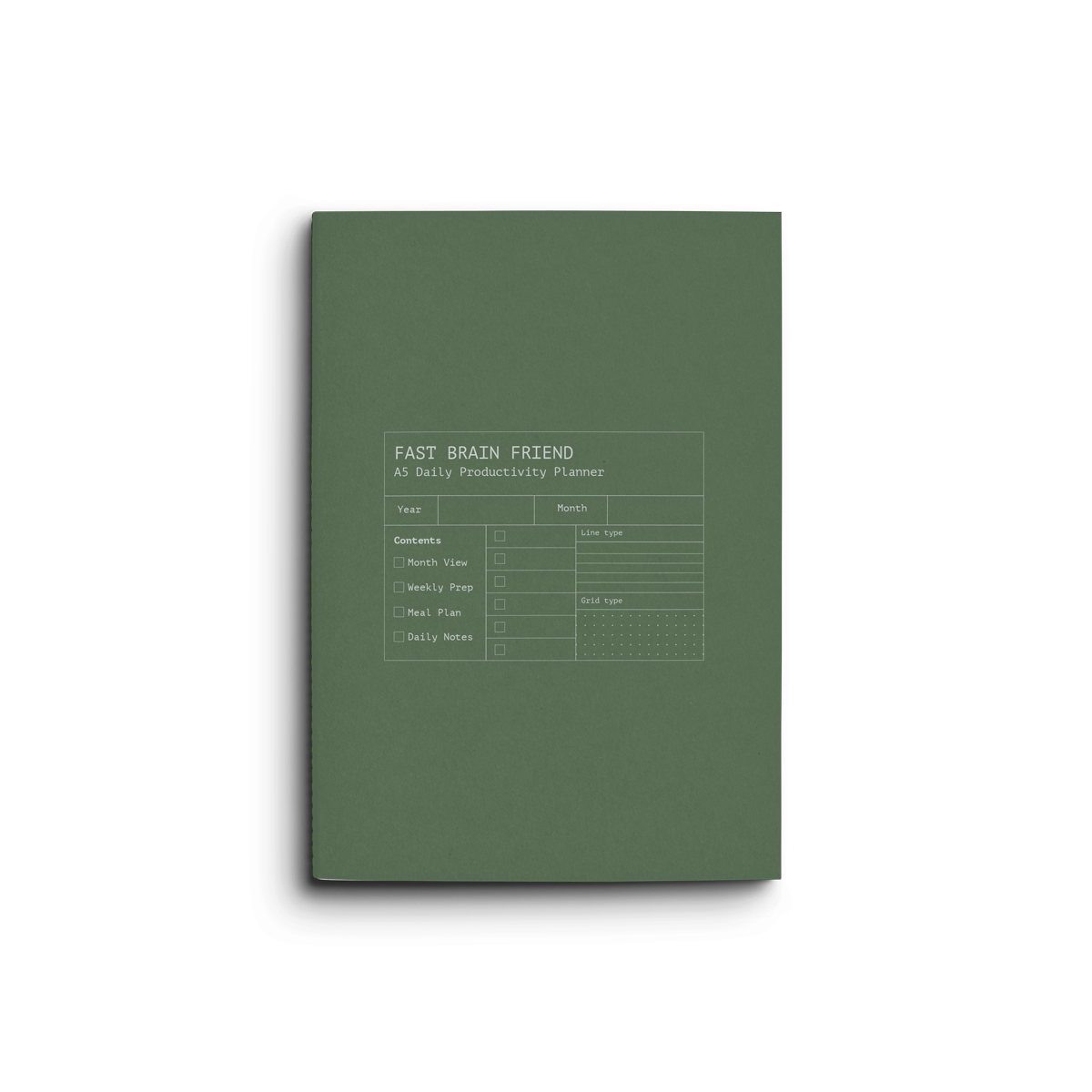 Fast Brain Daily Productivity Planner- Single Notebook: Sage