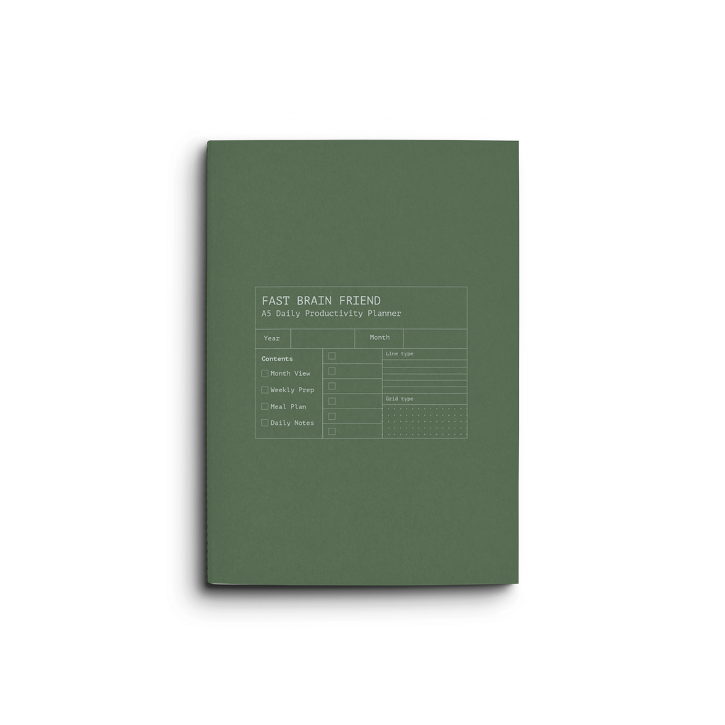 Fast Brain Daily Productivity Planner- Single Notebook: Peach