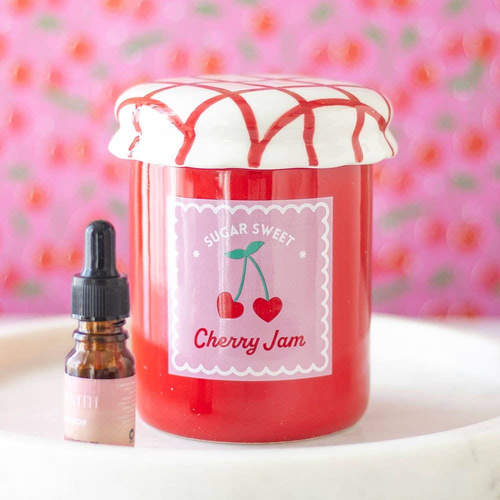 Cherry Jam Jar Ceramic Oil Burner