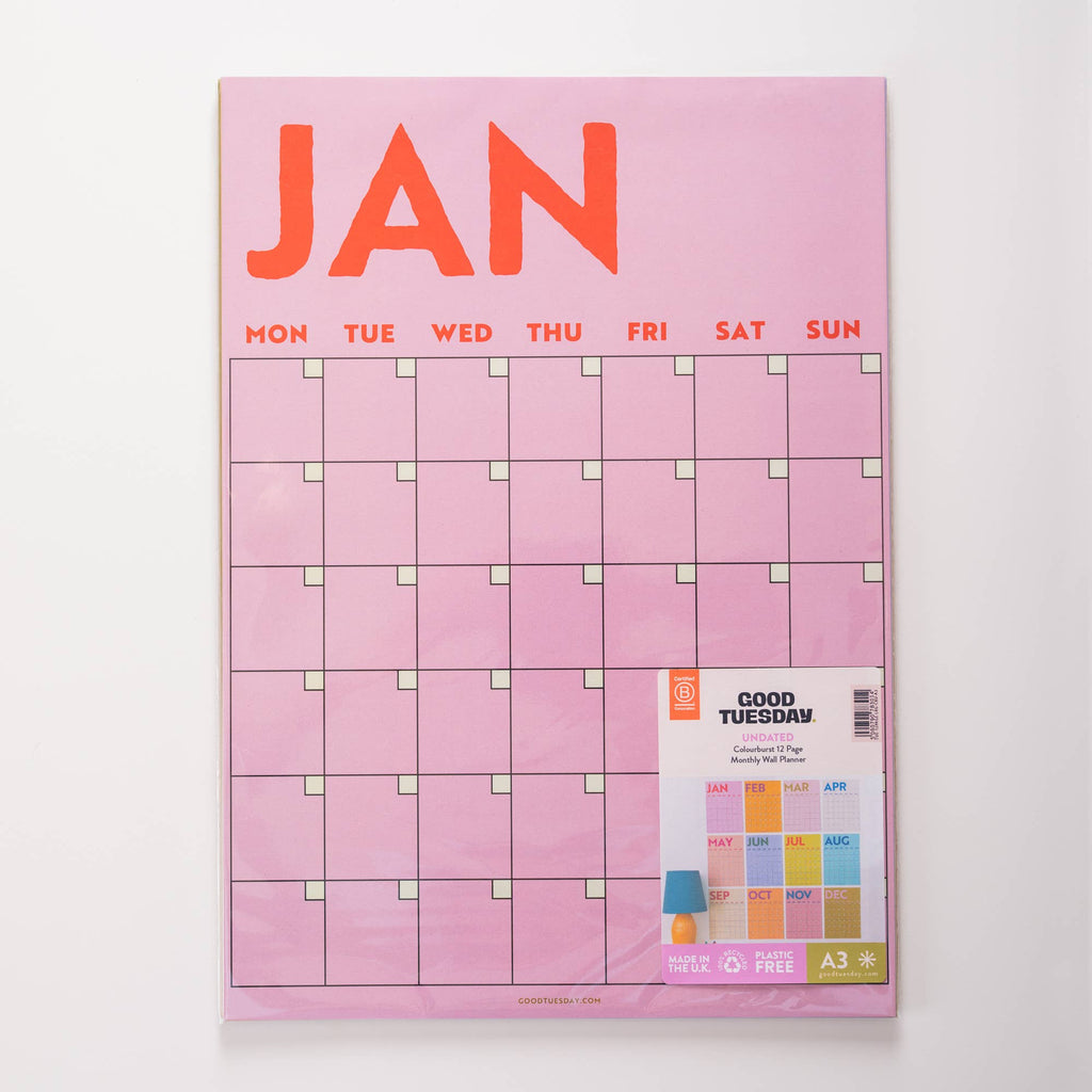 Monthly Undated A3 Wall Planner | 12 Pages | Colourburst