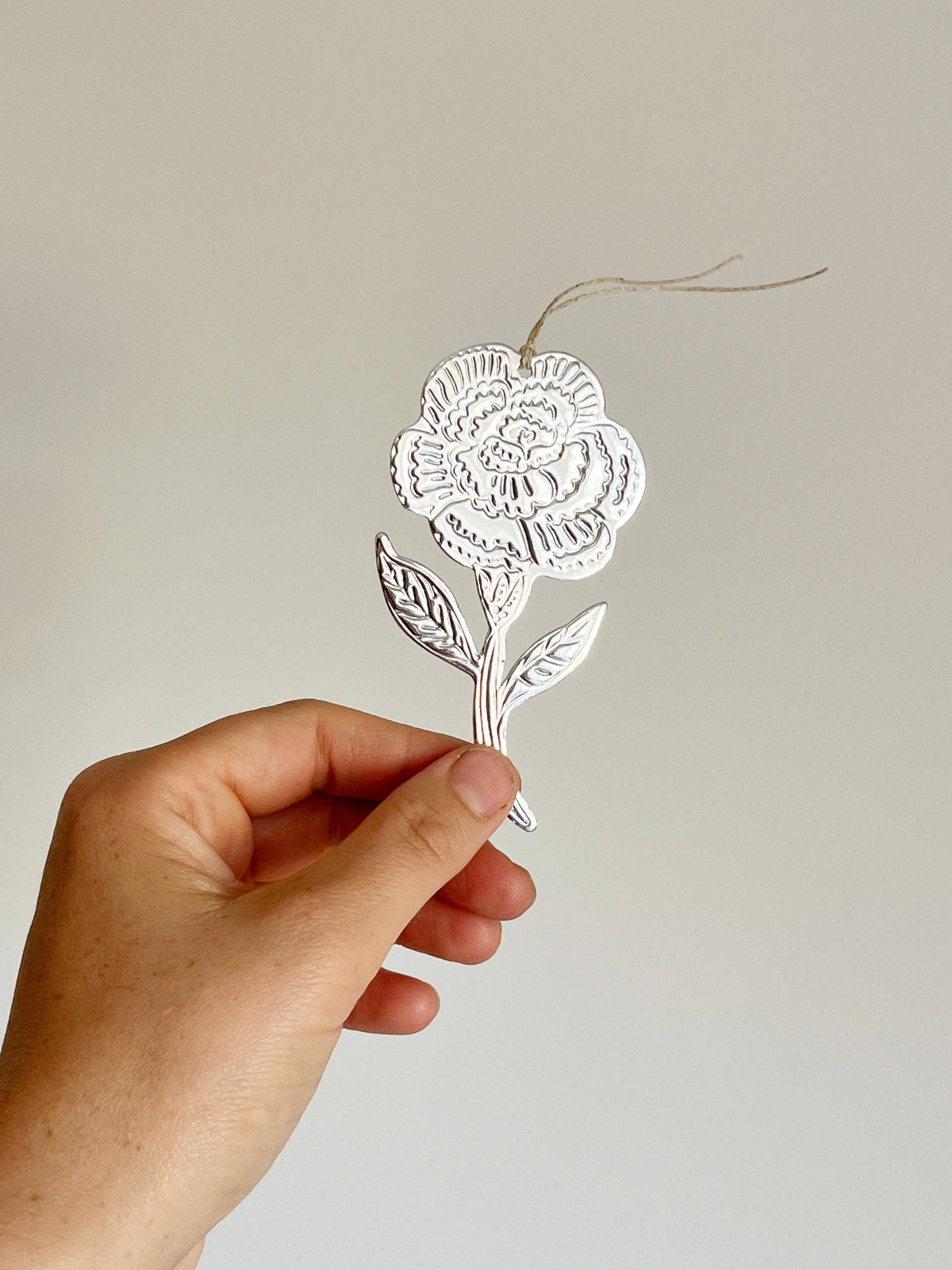 Flower (Carnation) - Faux-tin Ornament - Silver