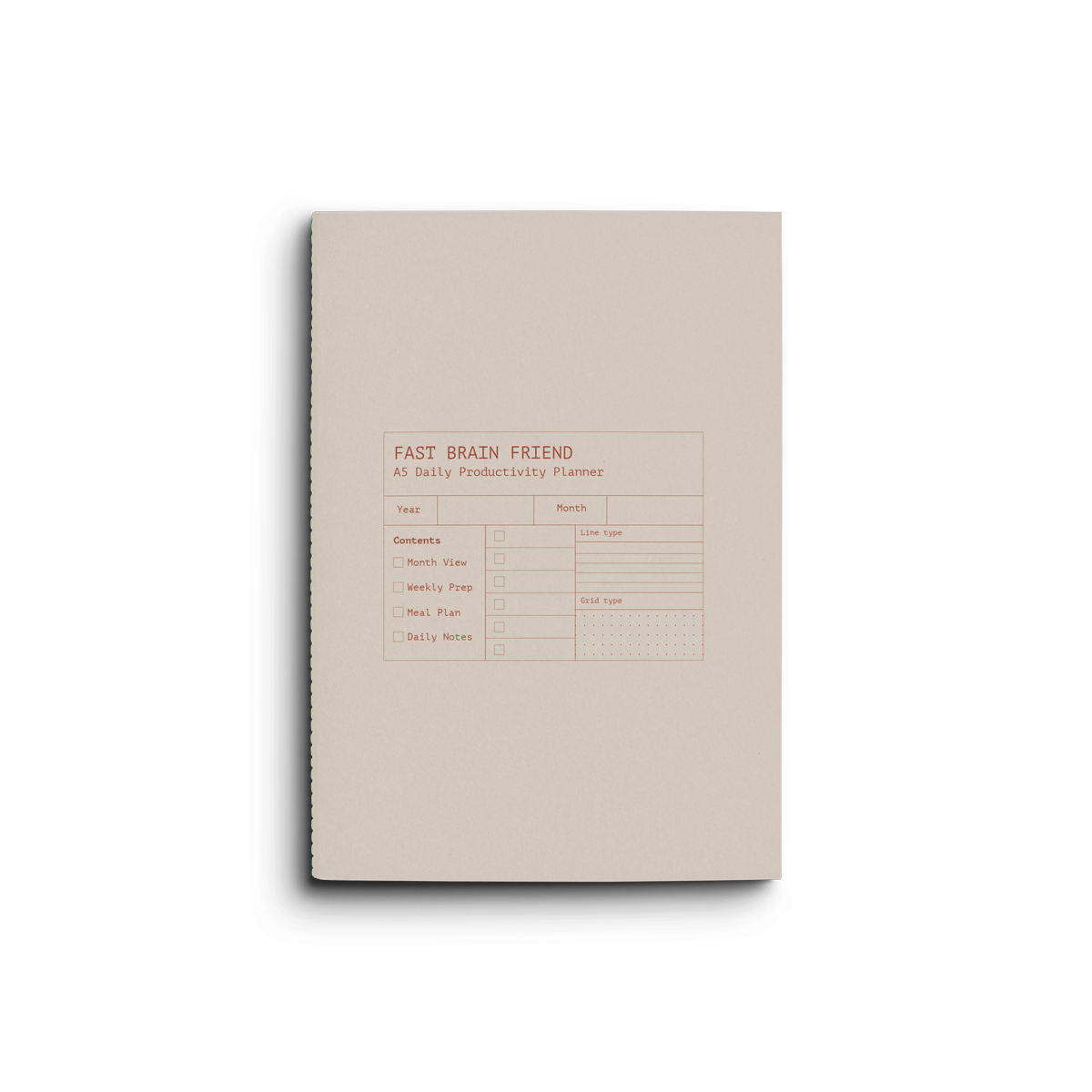 Fast Brain Daily Productivity Planner- Single Notebook: Sage