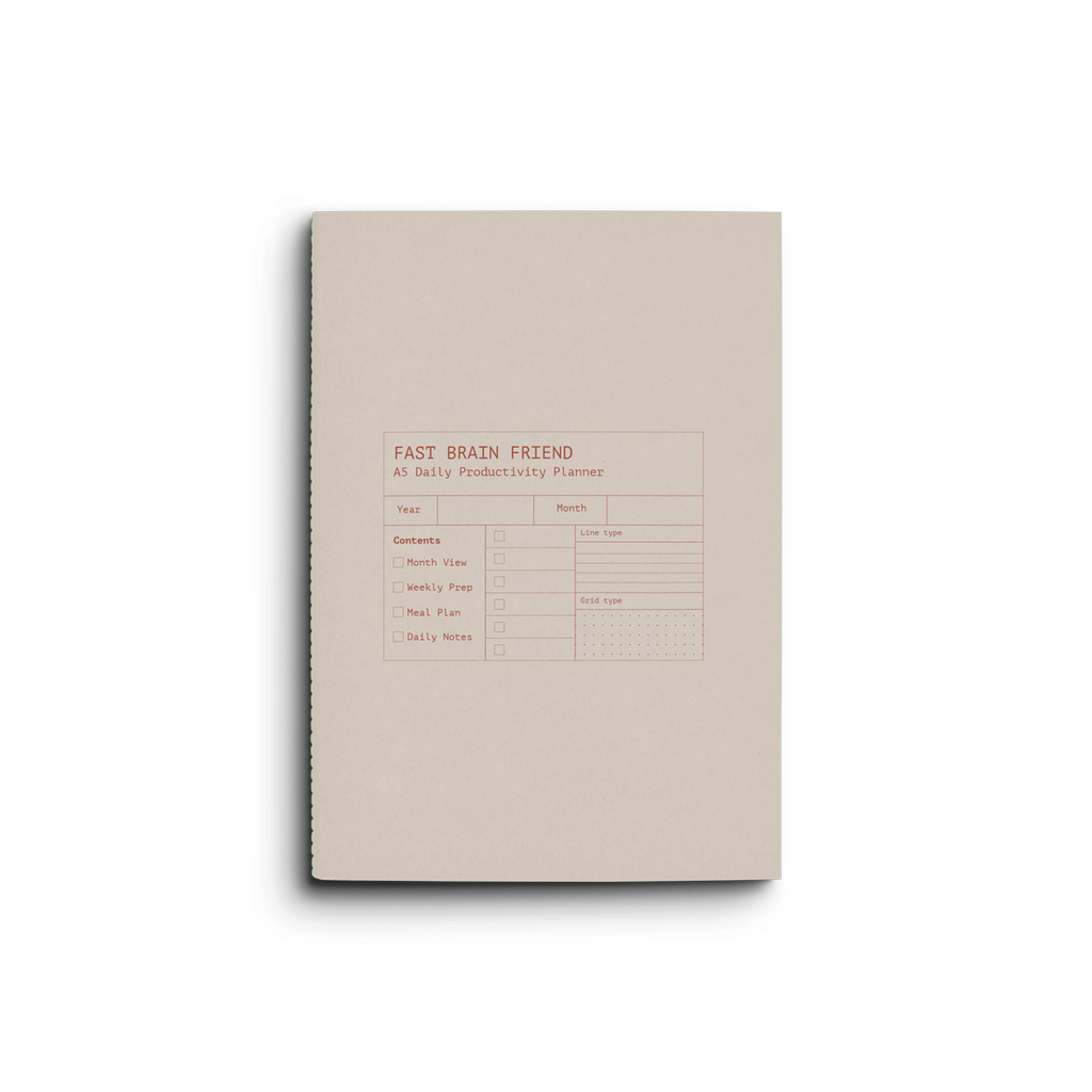 Fast Brain Daily Productivity Planner- Single Notebook: Peach