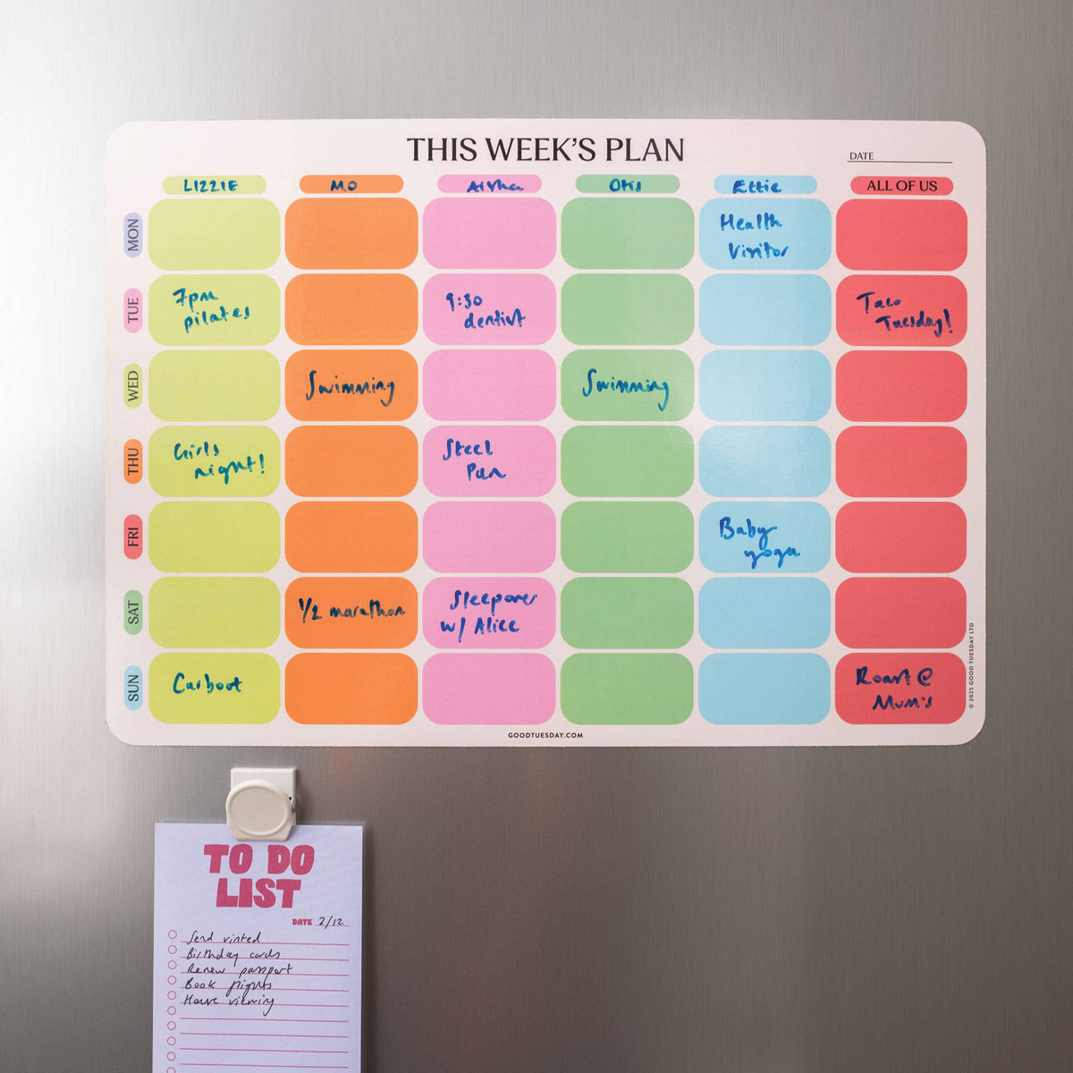 Large A3 Weekly Family Planner | Citrus Splash | Fridge Magnet Planner