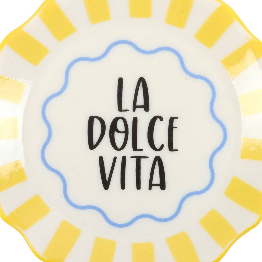 Yellow Striped La Dolce Vita Ceramic Trinket Dish