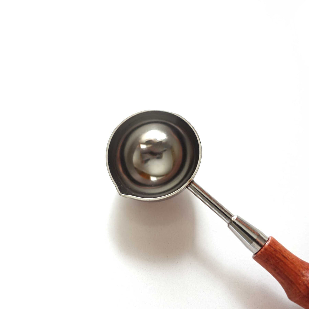 Single Spouted Wooden Handle medium wax seal melting spoon
