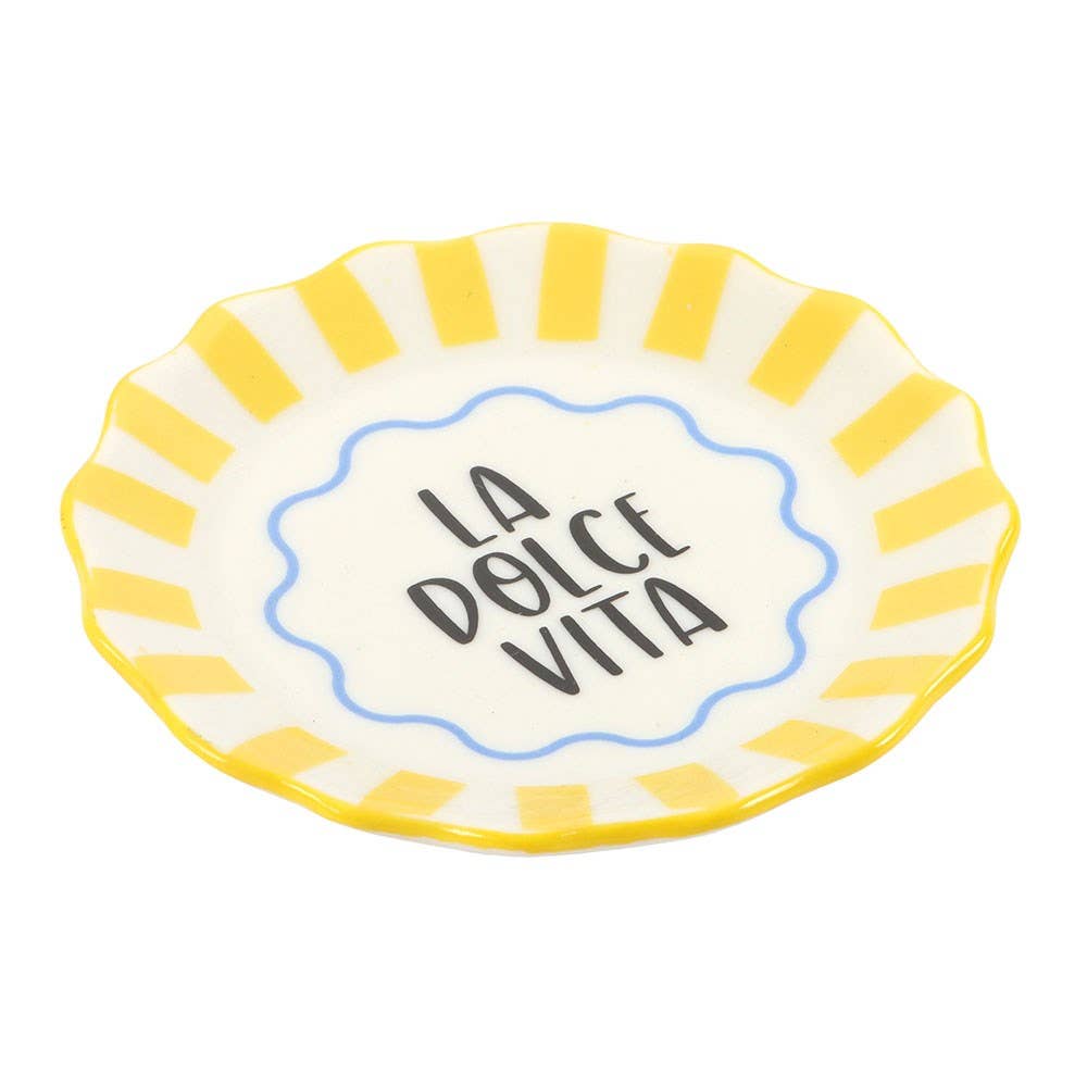 Yellow Striped La Dolce Vita Ceramic Trinket Dish
