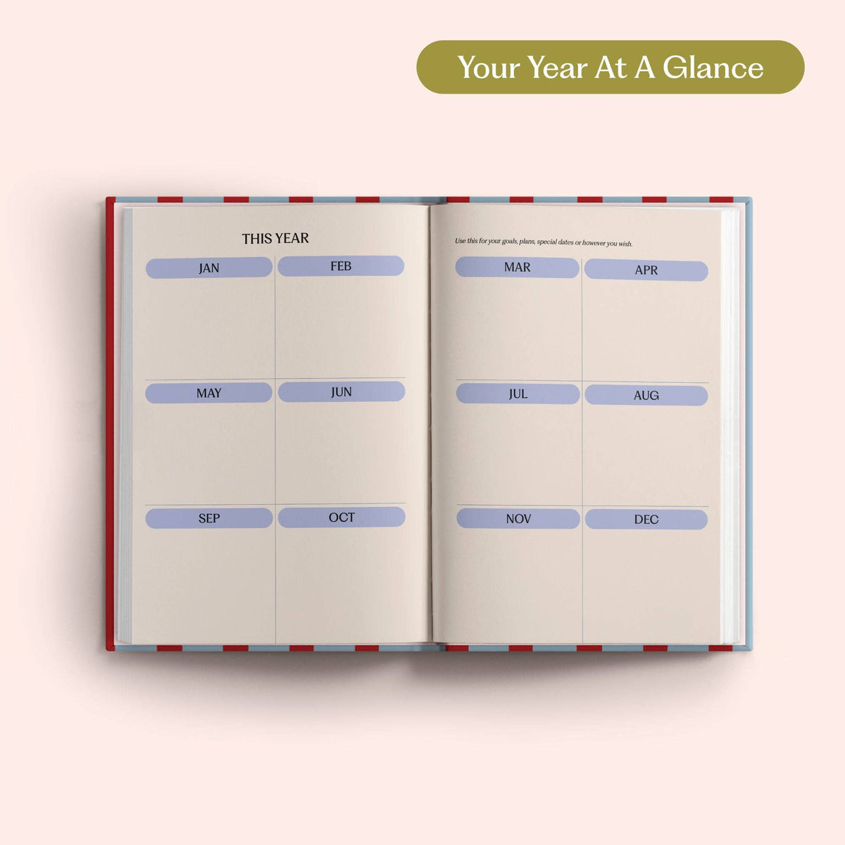 2027 Diary | A5 Hardcover Week to View | Red & Blue Stripe