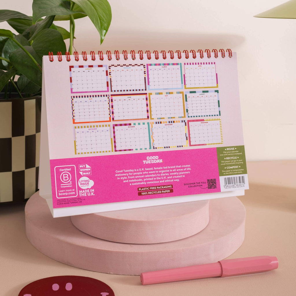 2027 Desk Calendar | Checks & Stripes