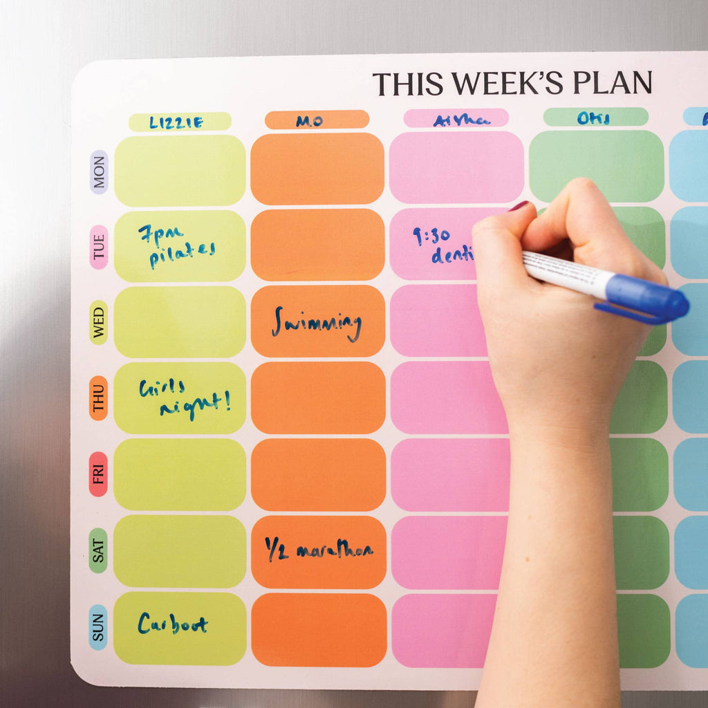 Large A3 Weekly Family Planner | Citrus Splash | Fridge Magnet Planner