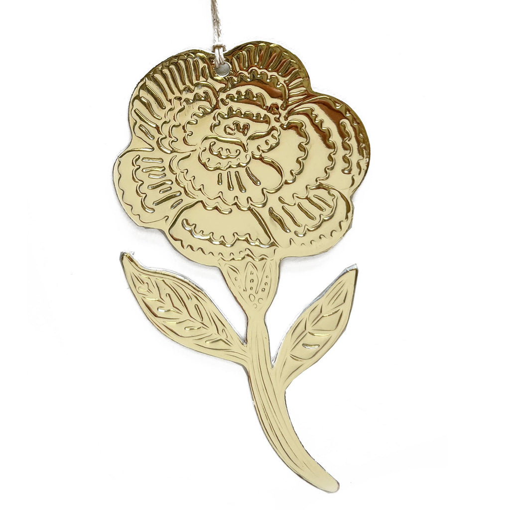 Flower (Carnation) - Faux-tin Ornament - Gold