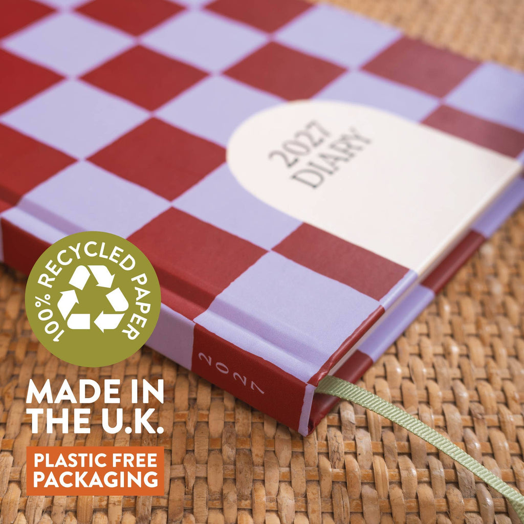 2027 Diary | A5 Hardcover Week to View | Blue Berry Check