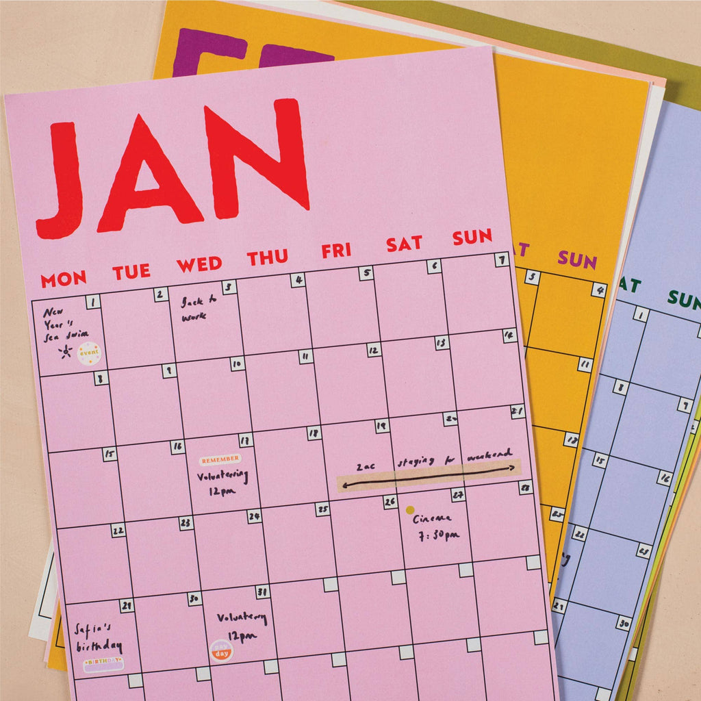 Monthly Undated A3 Wall Planner | 12 Pages | Colourburst