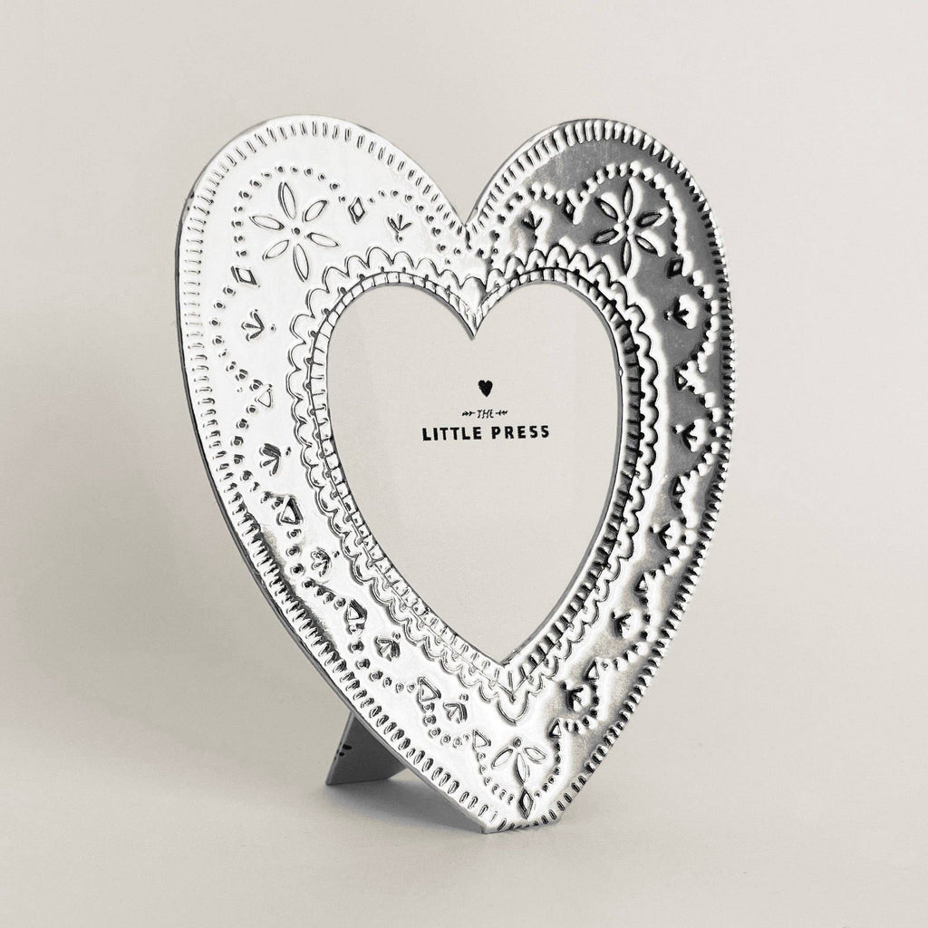 Faux Tin ~ Heart travel/desk frame ~ silver