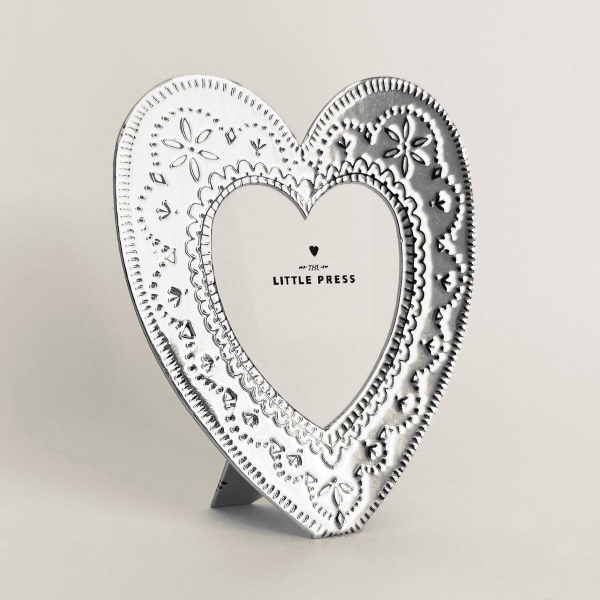 Faux Tin ~ Heart travel/desk frame ~ silver