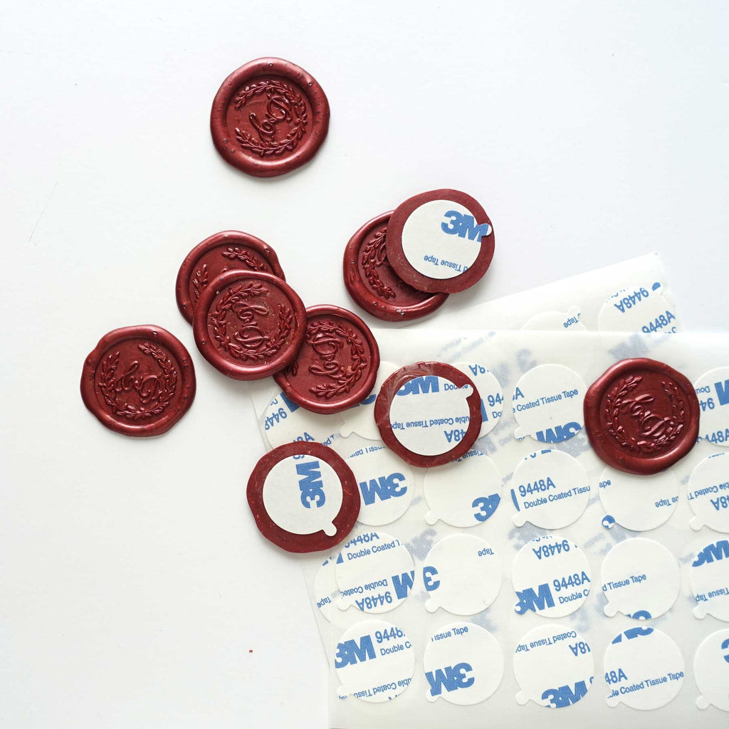 Double sided 3M round tissue tape strong adhesive wax seal stickers backings 40-pack: 22mm / 1 Pack (40 adhesives)
