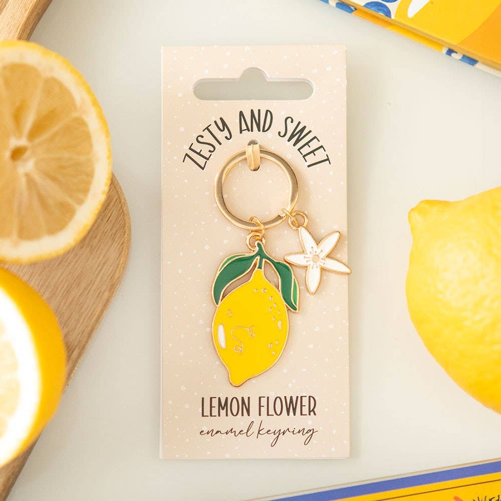 Lemon Flower Alloy and Enamel Keyring