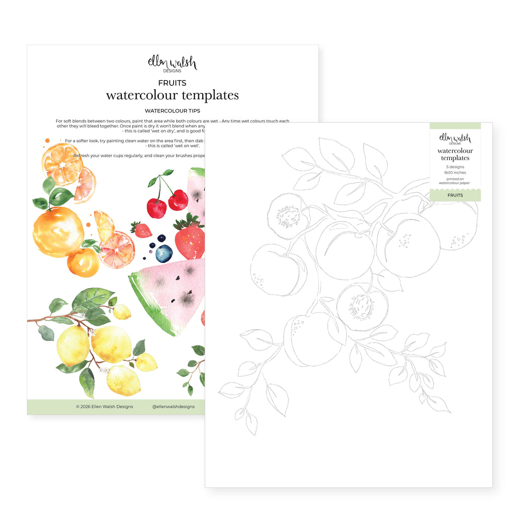 Watercolour Templates - Fruits