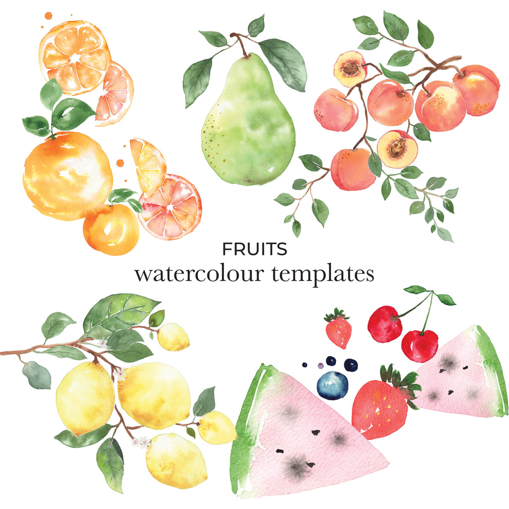 Watercolour Templates - Fruits