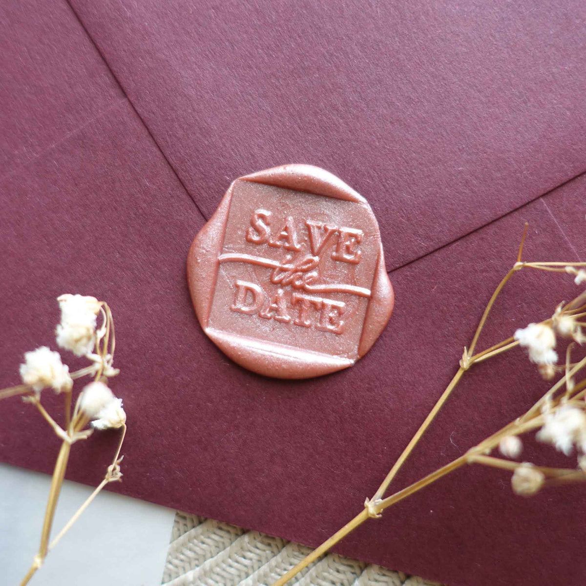 Save The Date Square Wax Seal - Stamp head only