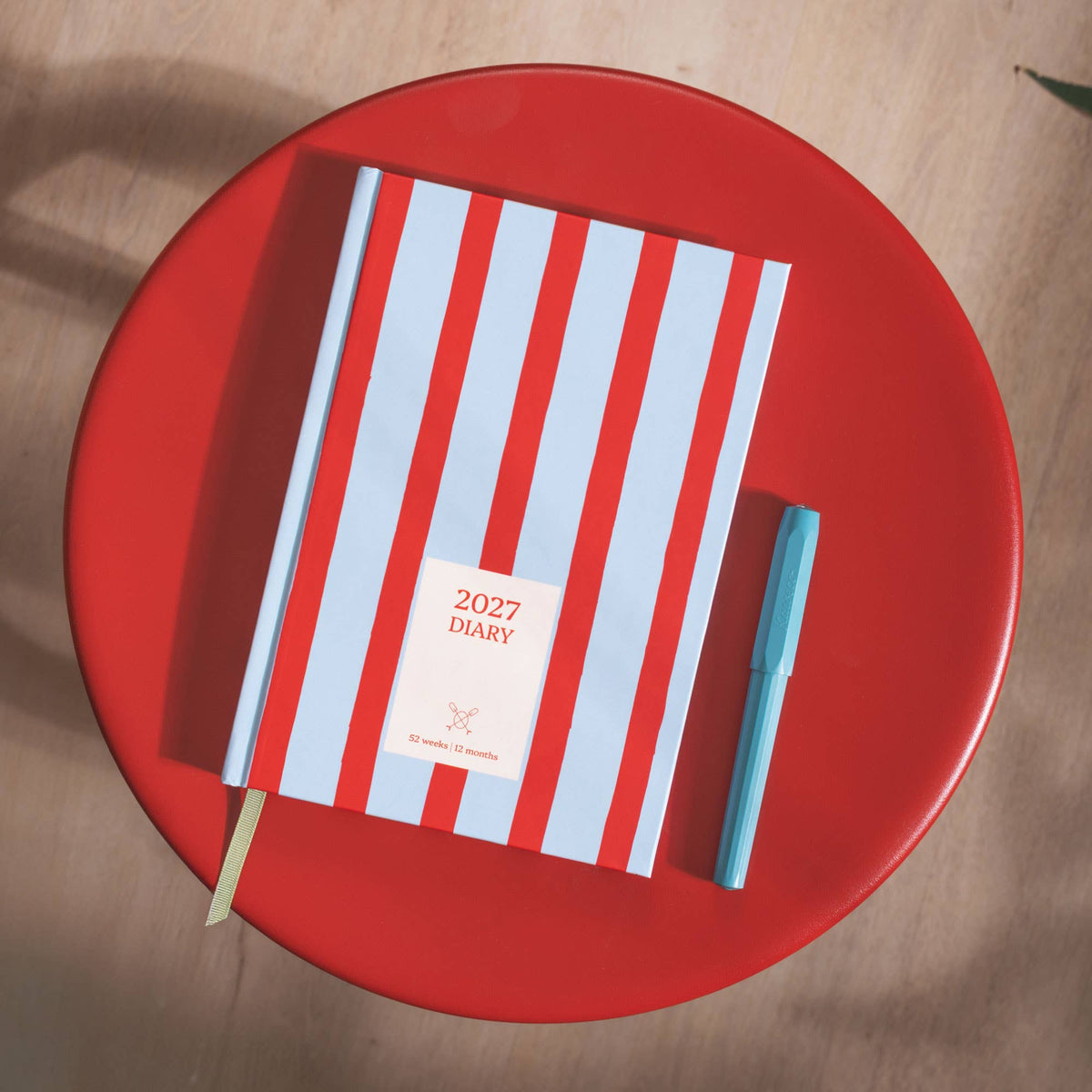 2027 Diary | A5 Hardcover Week to View | Red & Blue Stripe