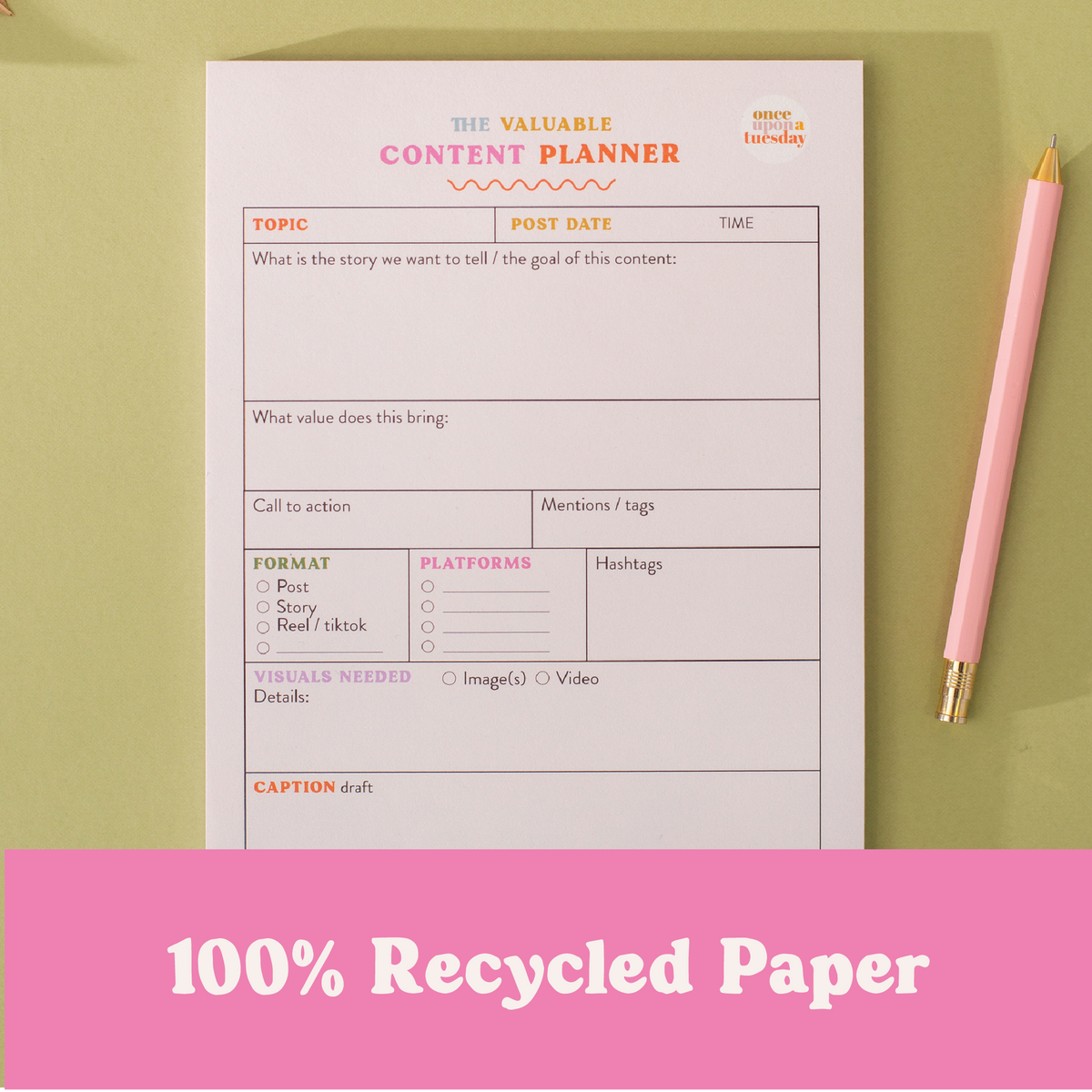 Social Media Content Planning Pad | A5 | Colourful