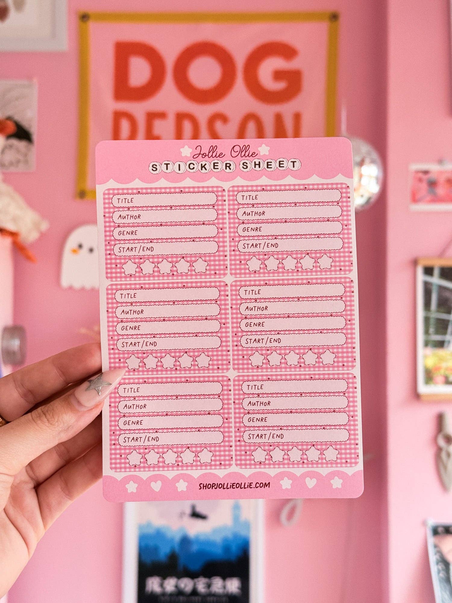Pink Gingham Book Review Sticker Sheet