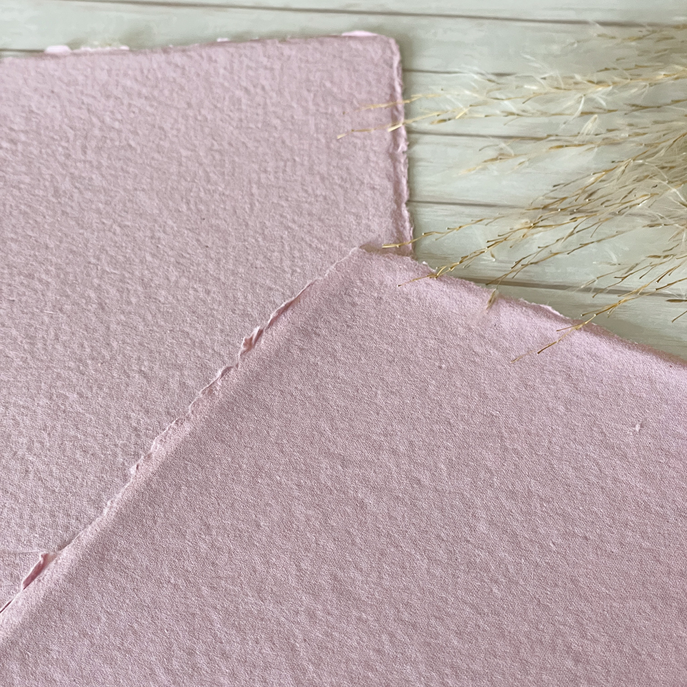 Vintage Pink Handmade Paper | Pack of 5 | Cotton Rag Paper: 5" x 7" - Pack of 5