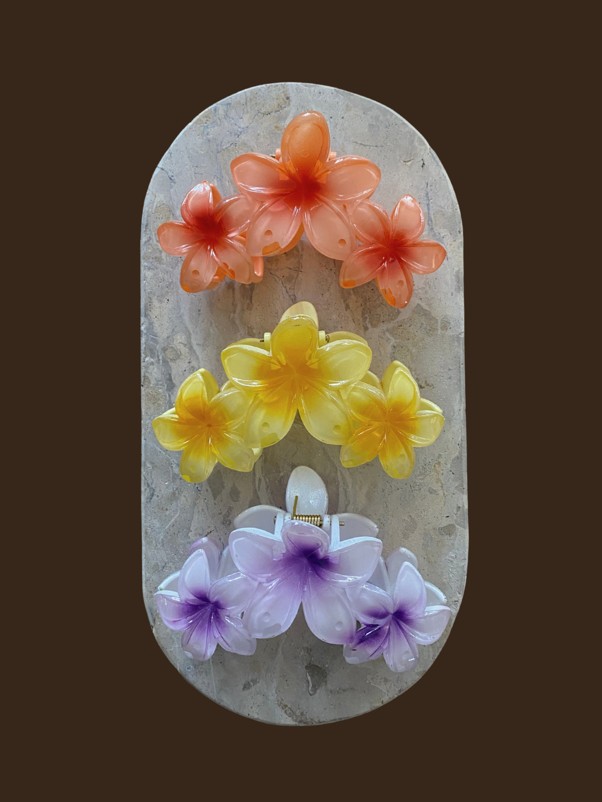 Triple Hawaiian Flower Claw Clip (3col)
