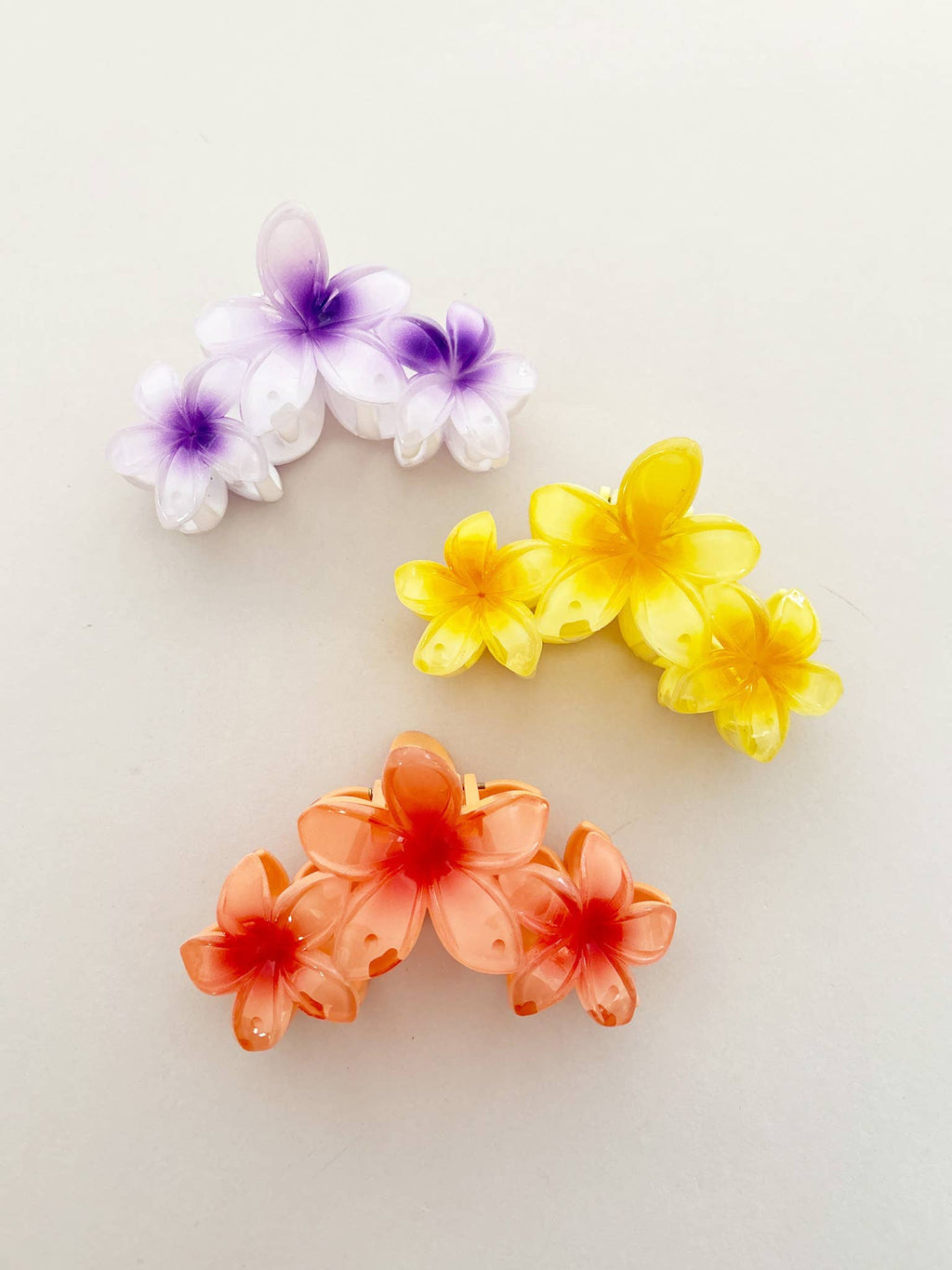 Triple Hawaiian Flower Claw Clip (3col)