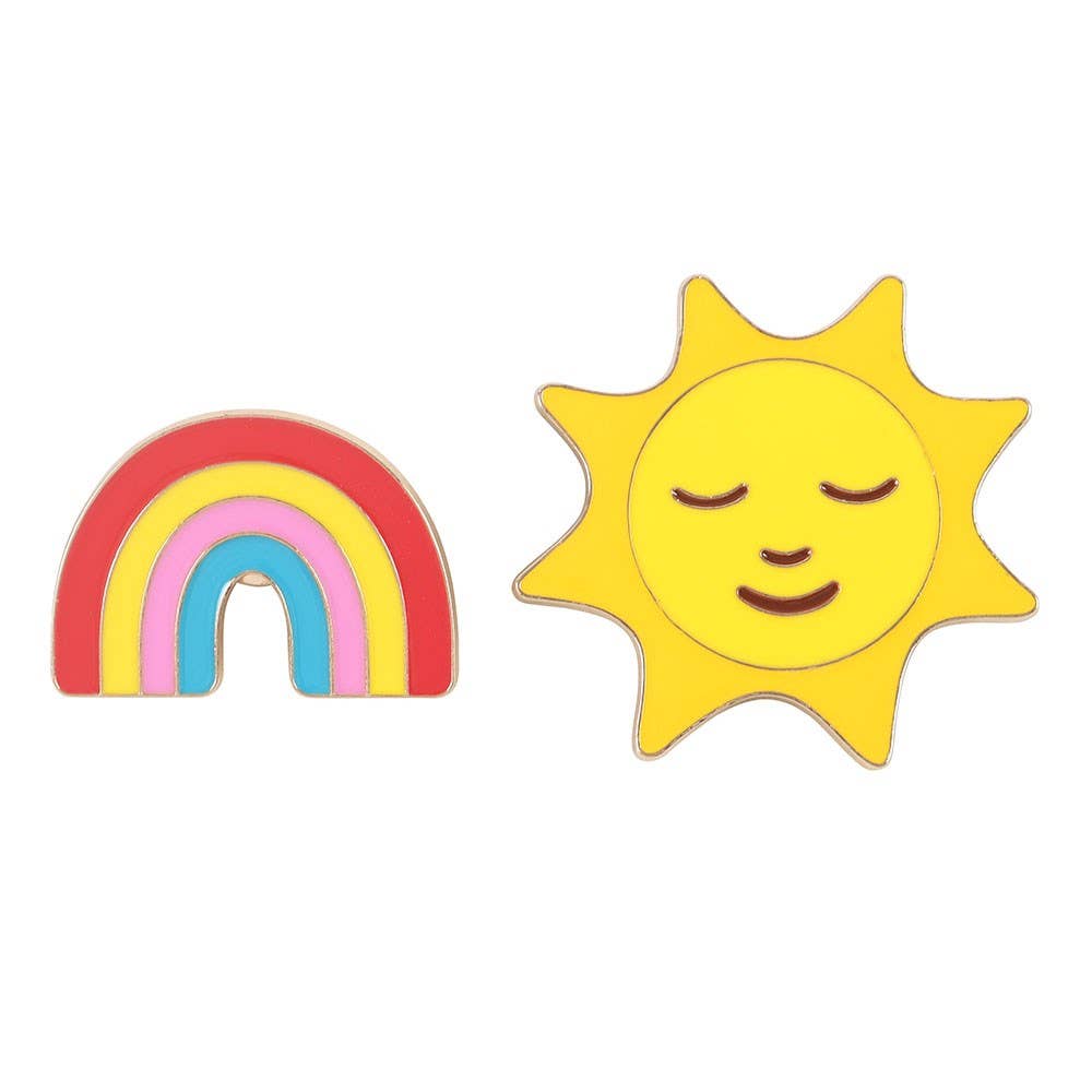 Rainbow and Sun Set of 2 Pin Badges