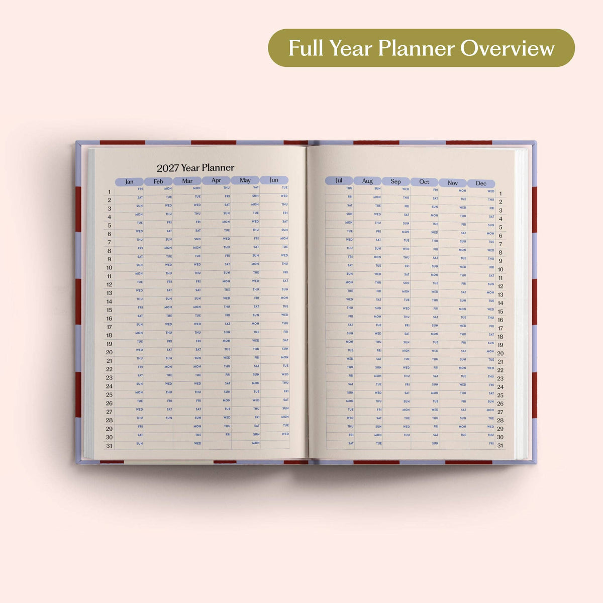 2027 Diary | A5 Hardcover Week to View | Blue Berry Check