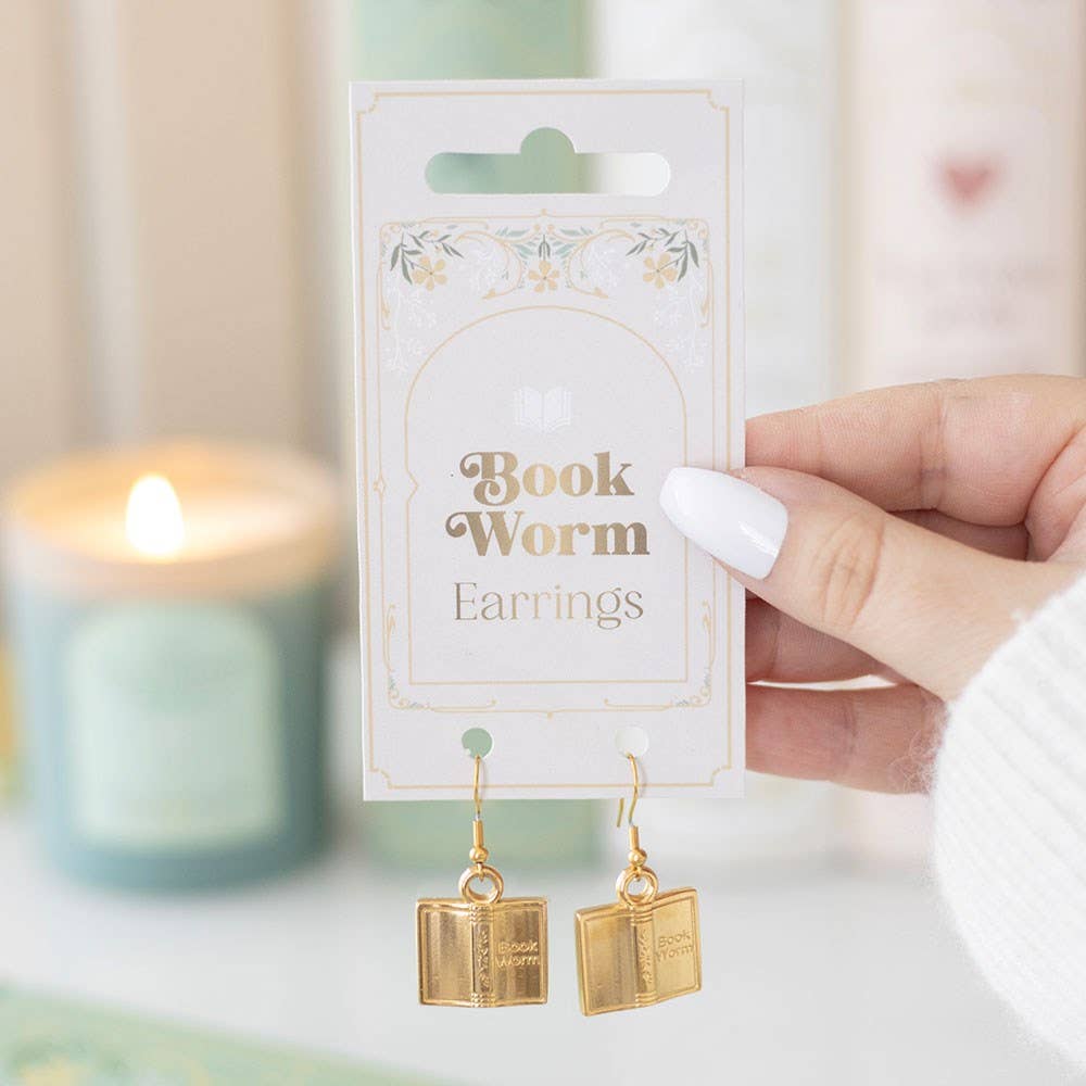 Book Worm Stainless Steel Earrings