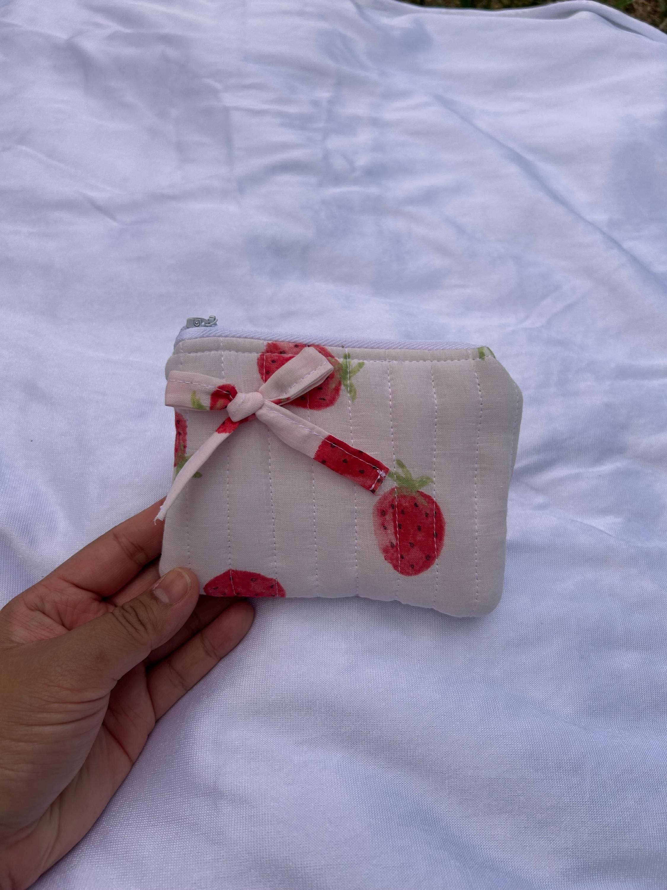 Strawberry & Floral Quilted Coin/Card Pouches