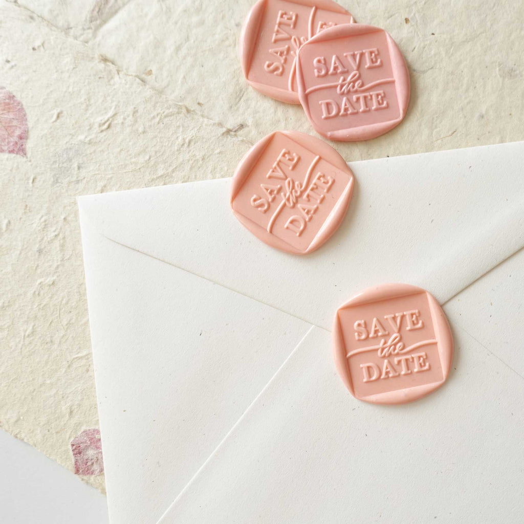 Save The Date Square Wax Seal - Stamp head only