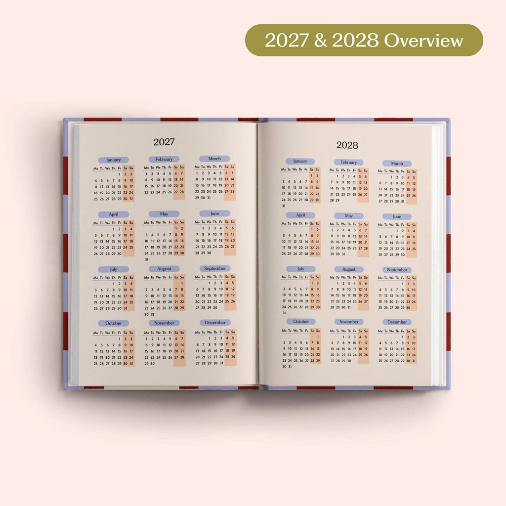 2027 Diary | A5 Hardcover Week to View | Blue Berry Check