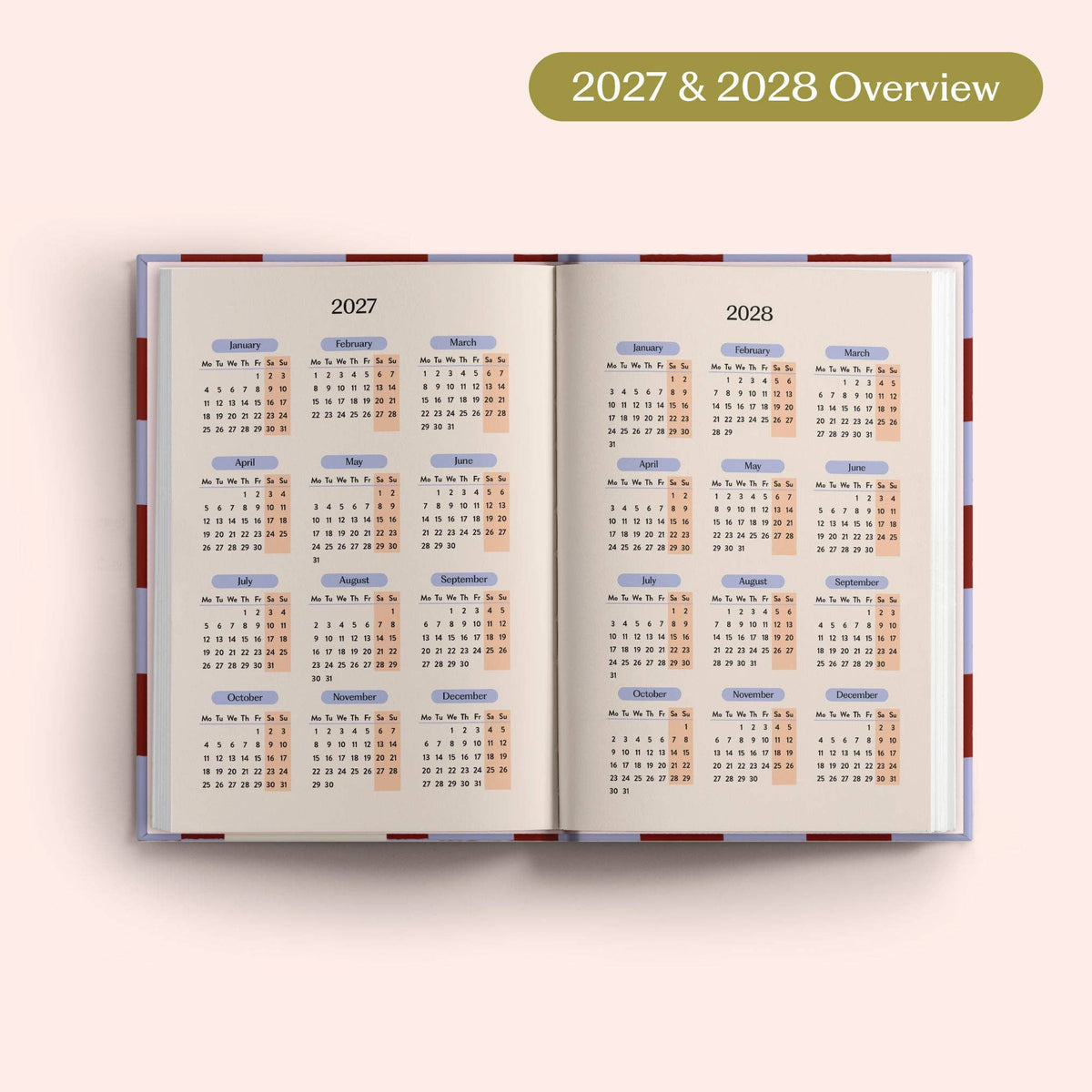 2027 Diary | A5 Hardcover Week to View | Blue Berry Check