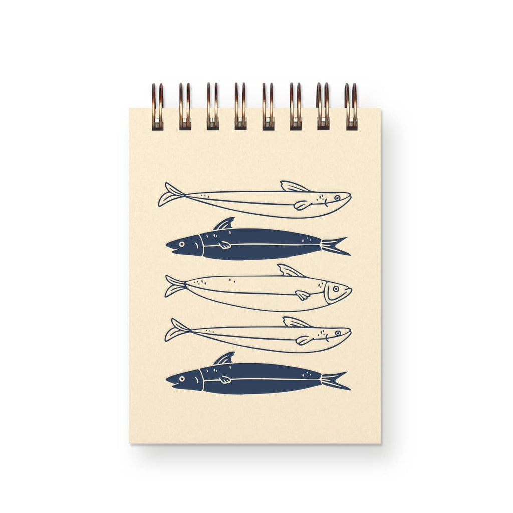 Fishes Mini Jotter Notebook: French Vanilla | Deep Blue Ink