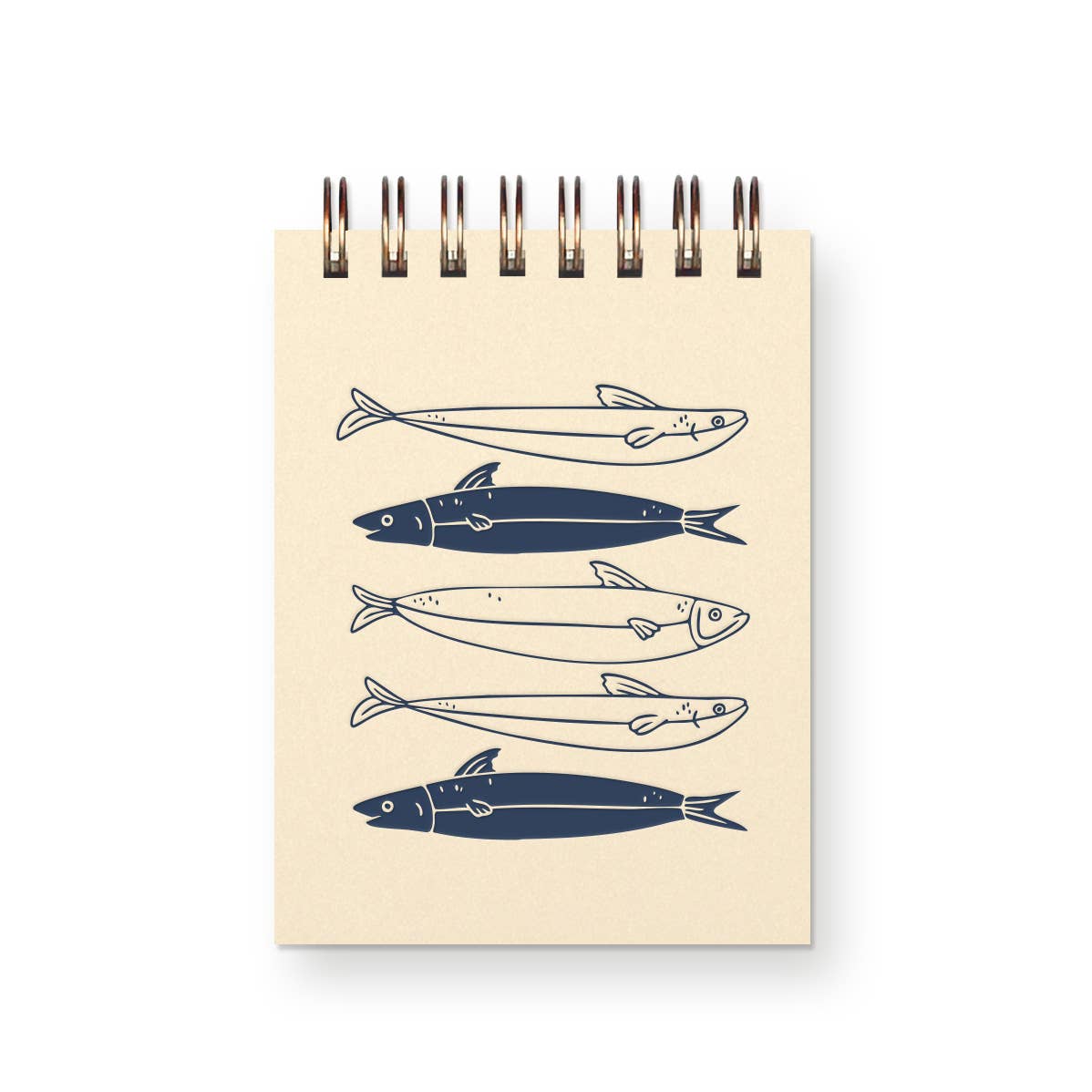 Fishes Mini Jotter Notebook: French Vanilla | Deep Blue Ink