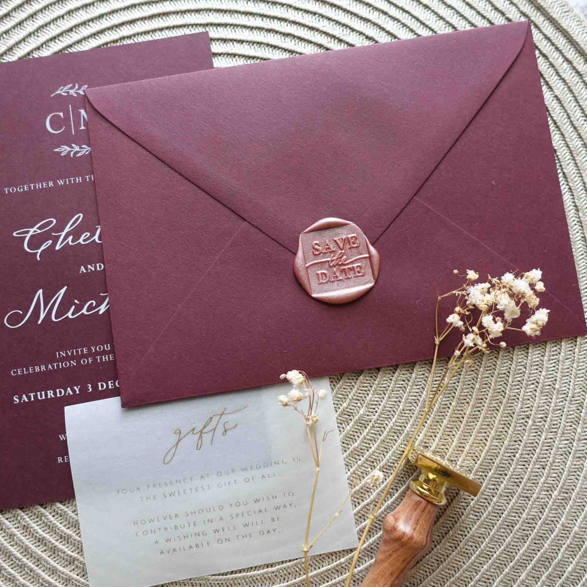 Save The Date Square Wax Seal - Stamp head only