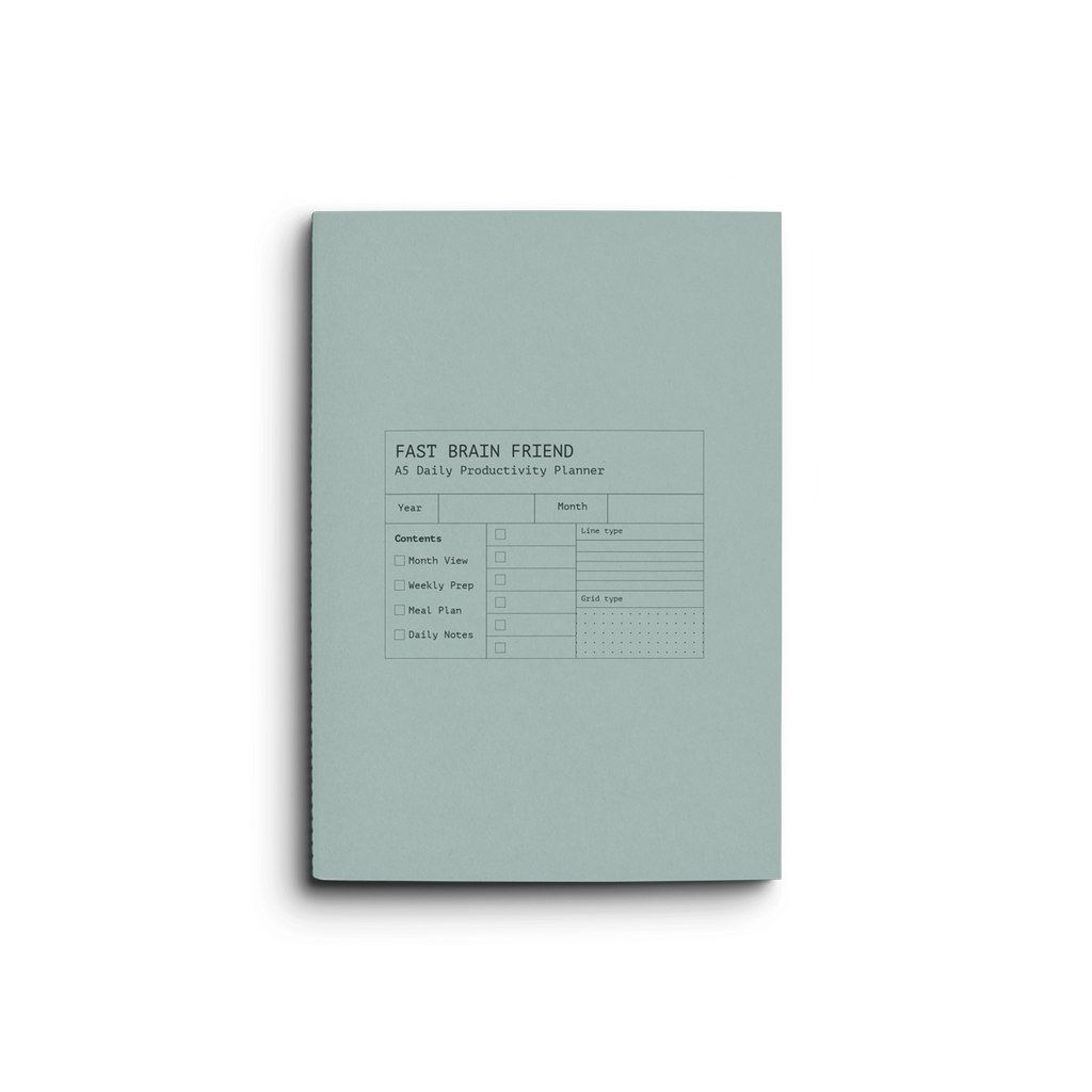 Fast Brain Daily Productivity Planner- Single Notebook: Sage