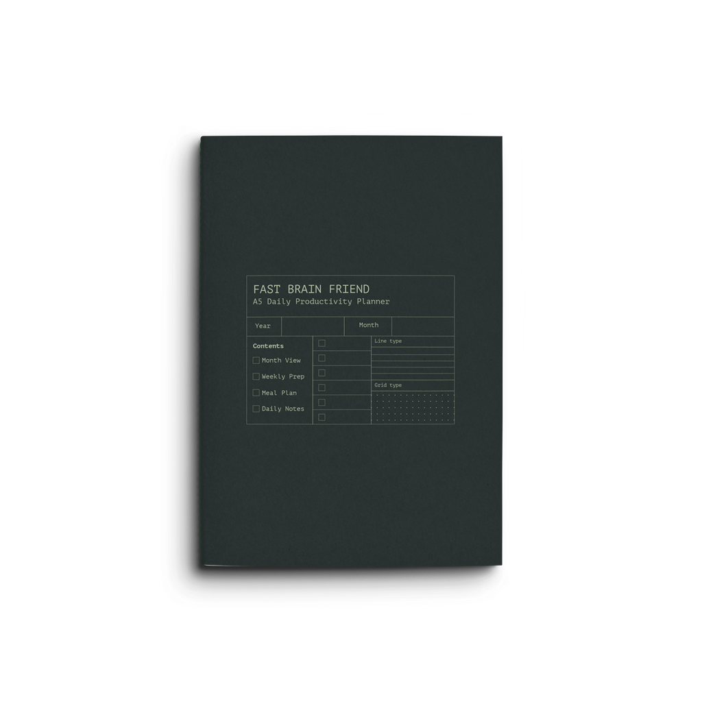 Fast Brain Daily Productivity Planner- Single Notebook: Sage